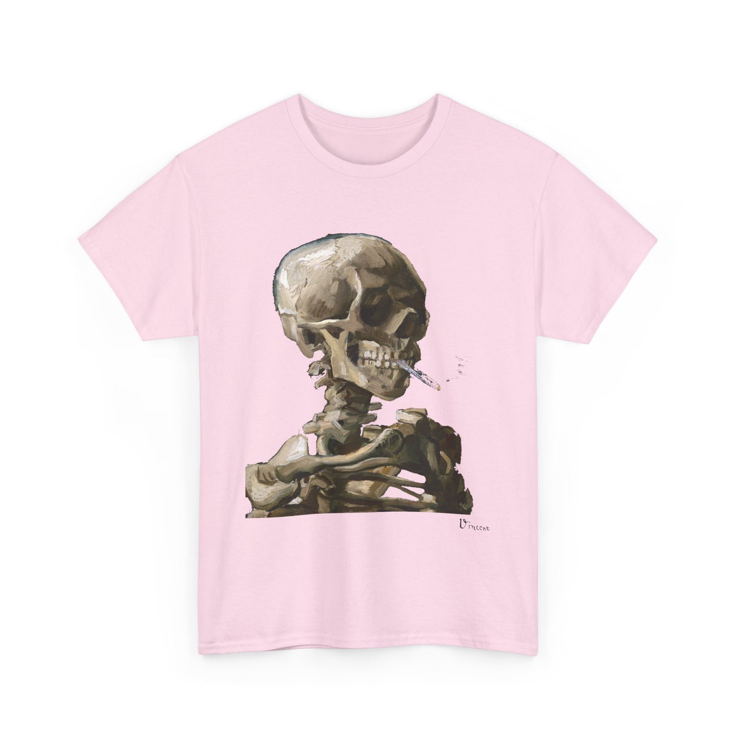 Van Gogh - Skull with Burning Cigarette Artistic T Shirt, Signature Series