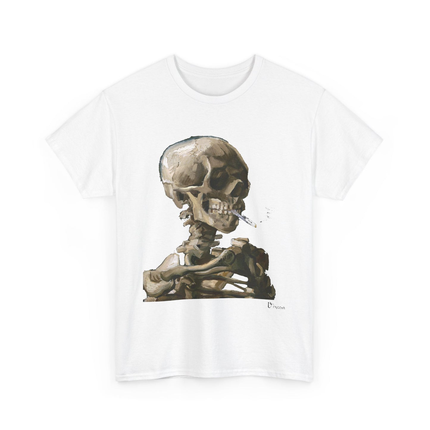 Van Gogh - Skull with Burning Cigarette Artistic T Shirt, Signature Series