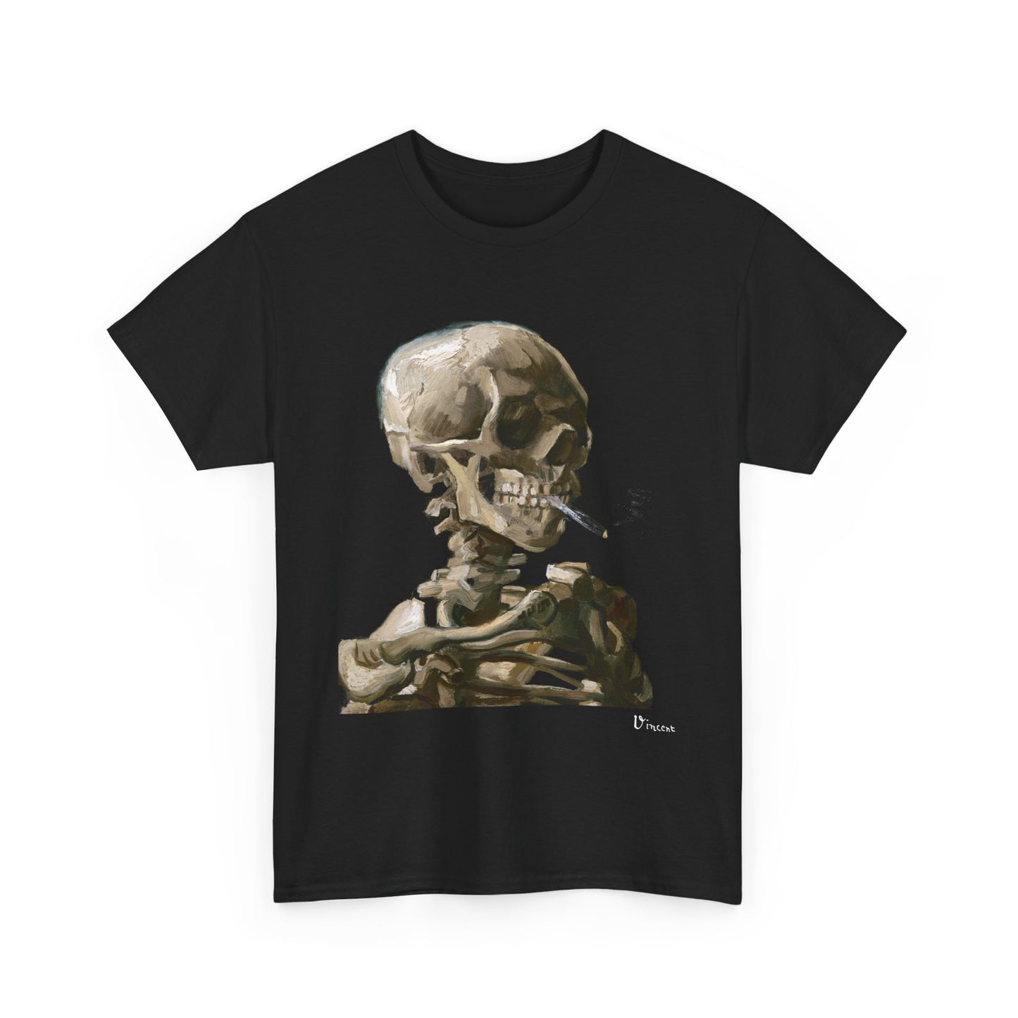 Van Gogh - Skull with Burning Cigarette Artistic T Shirt, Signature Series