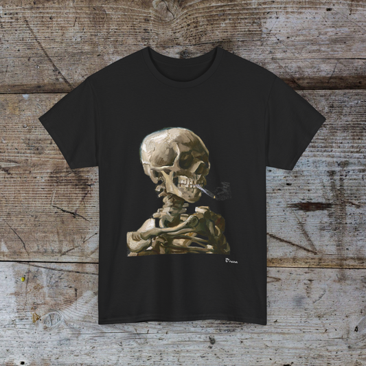 Van Gogh - Skull with Burning Cigarette Artistic T Shirt, Signature Series